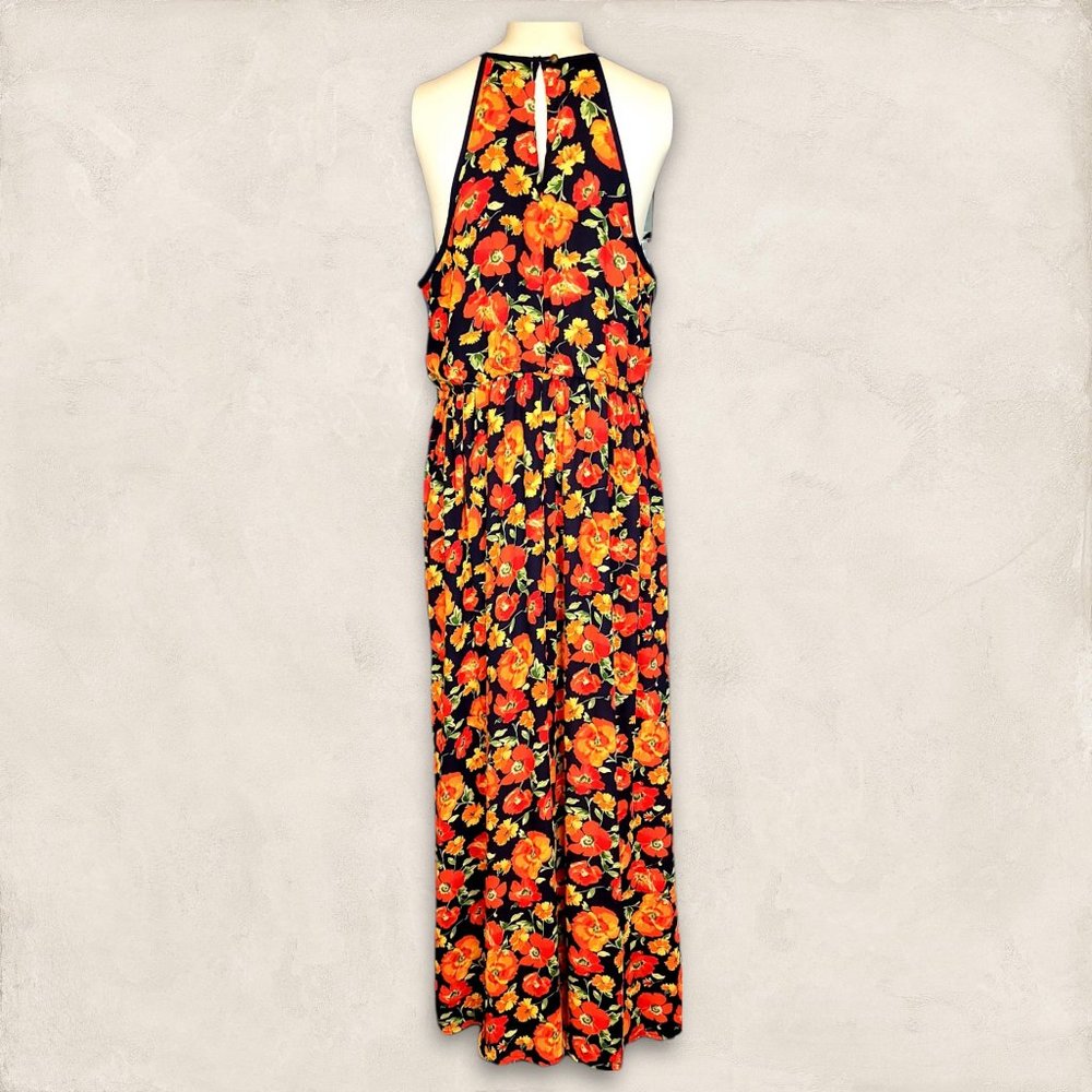 Forever 21 Black Maxi Dress with Orange & Yellow Floral Print - Picture 7 of 13